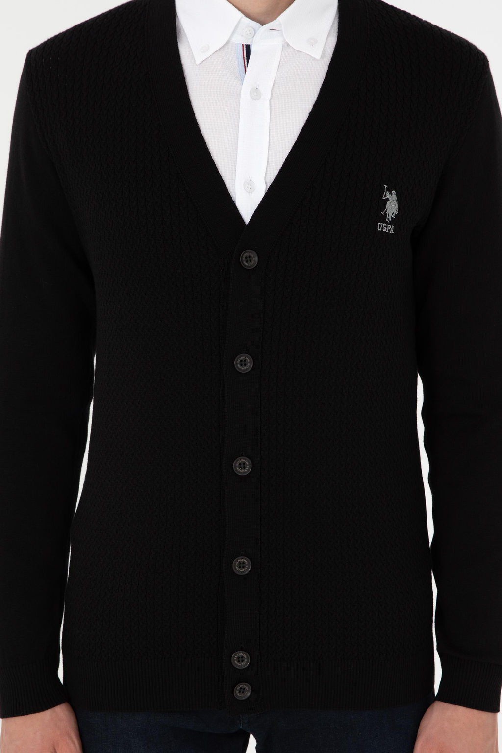 Мужской черный базовый трикотажный кардиган Неожиданная скидка в корзине - U.s. polo assn фото 6