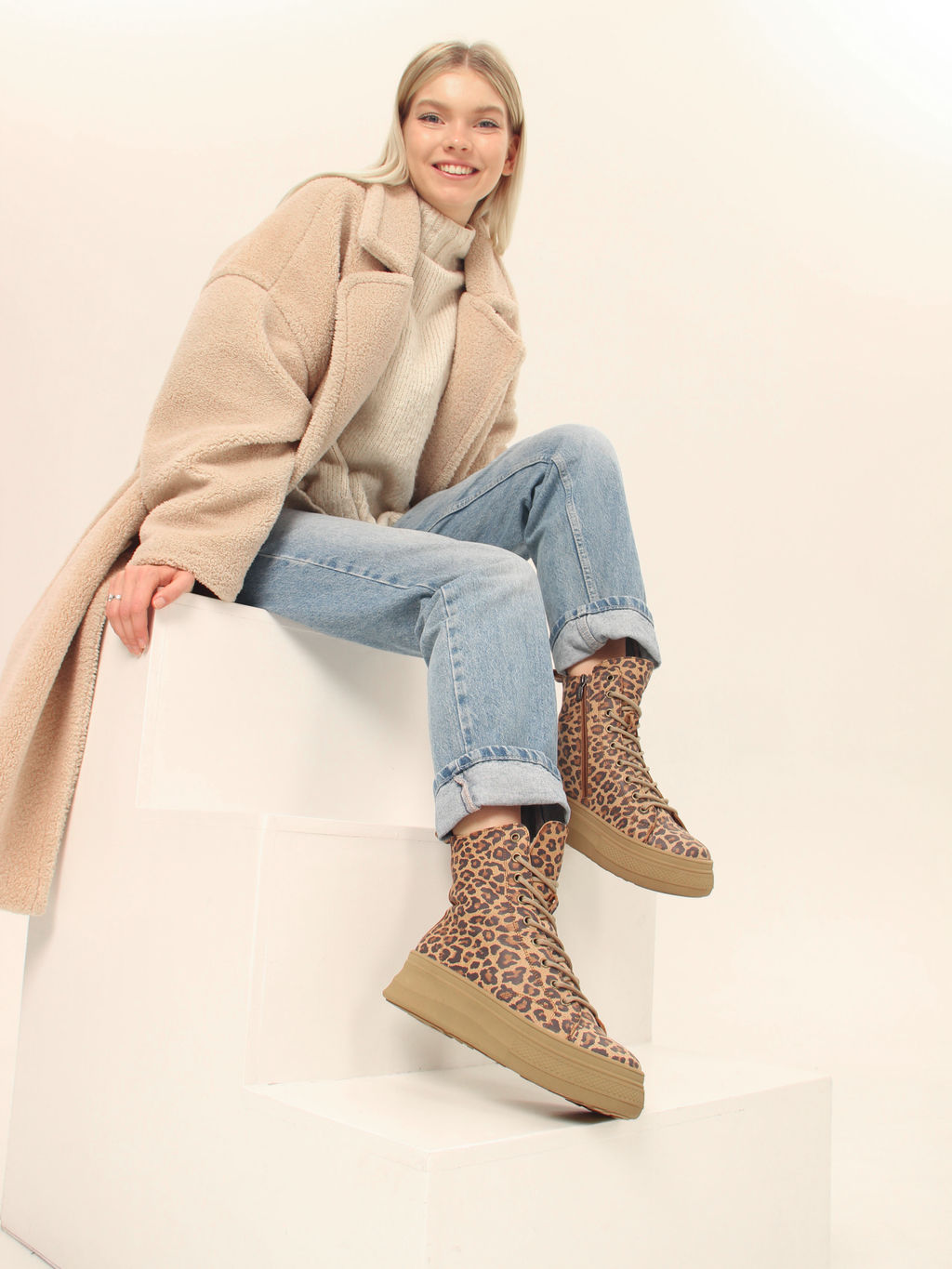 Ботинки 215.warmbr.Коричневый леопард/мех