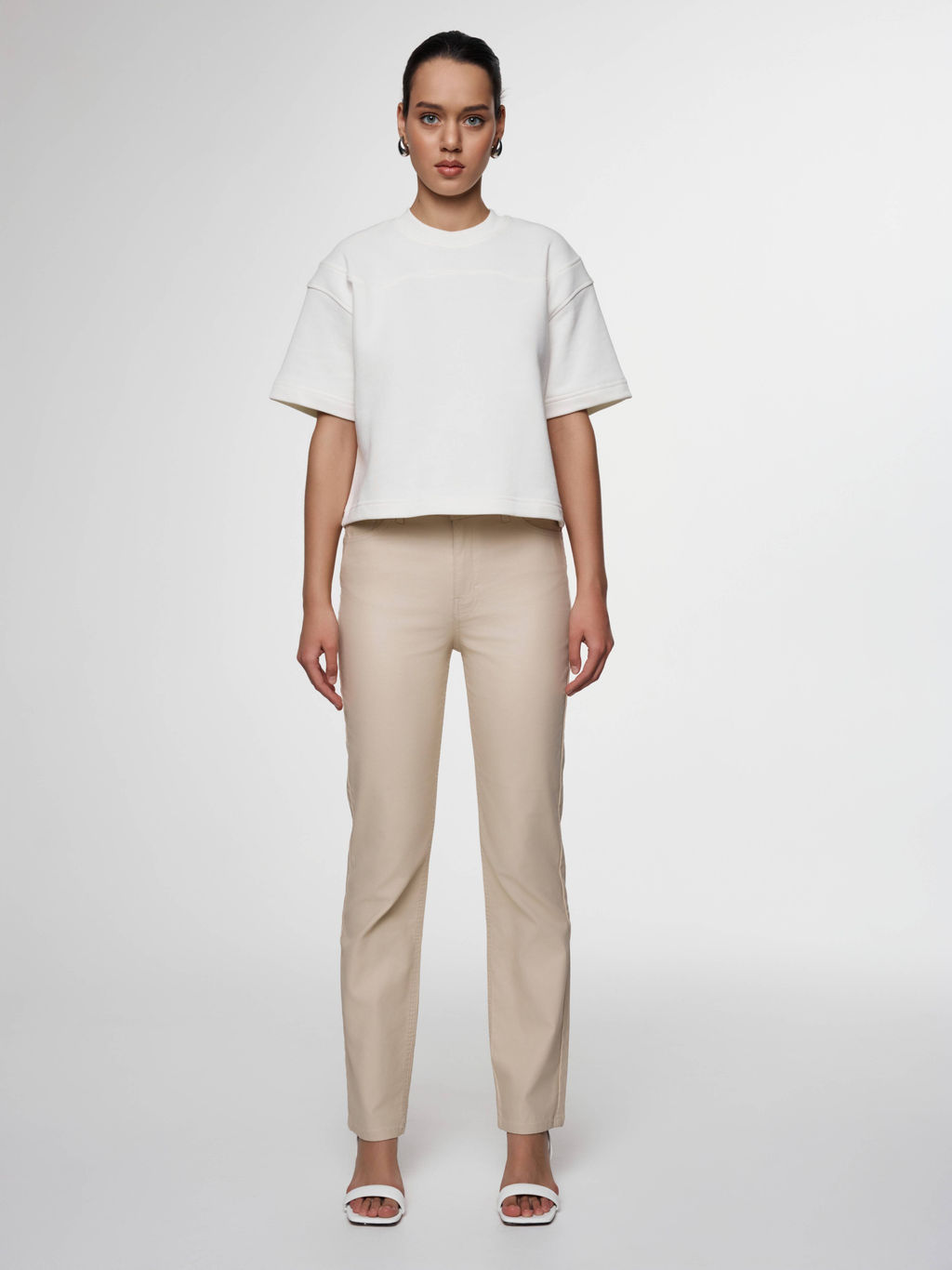 CONTE Футболка из футера с вставкой в рубчик LD 2575 off-white