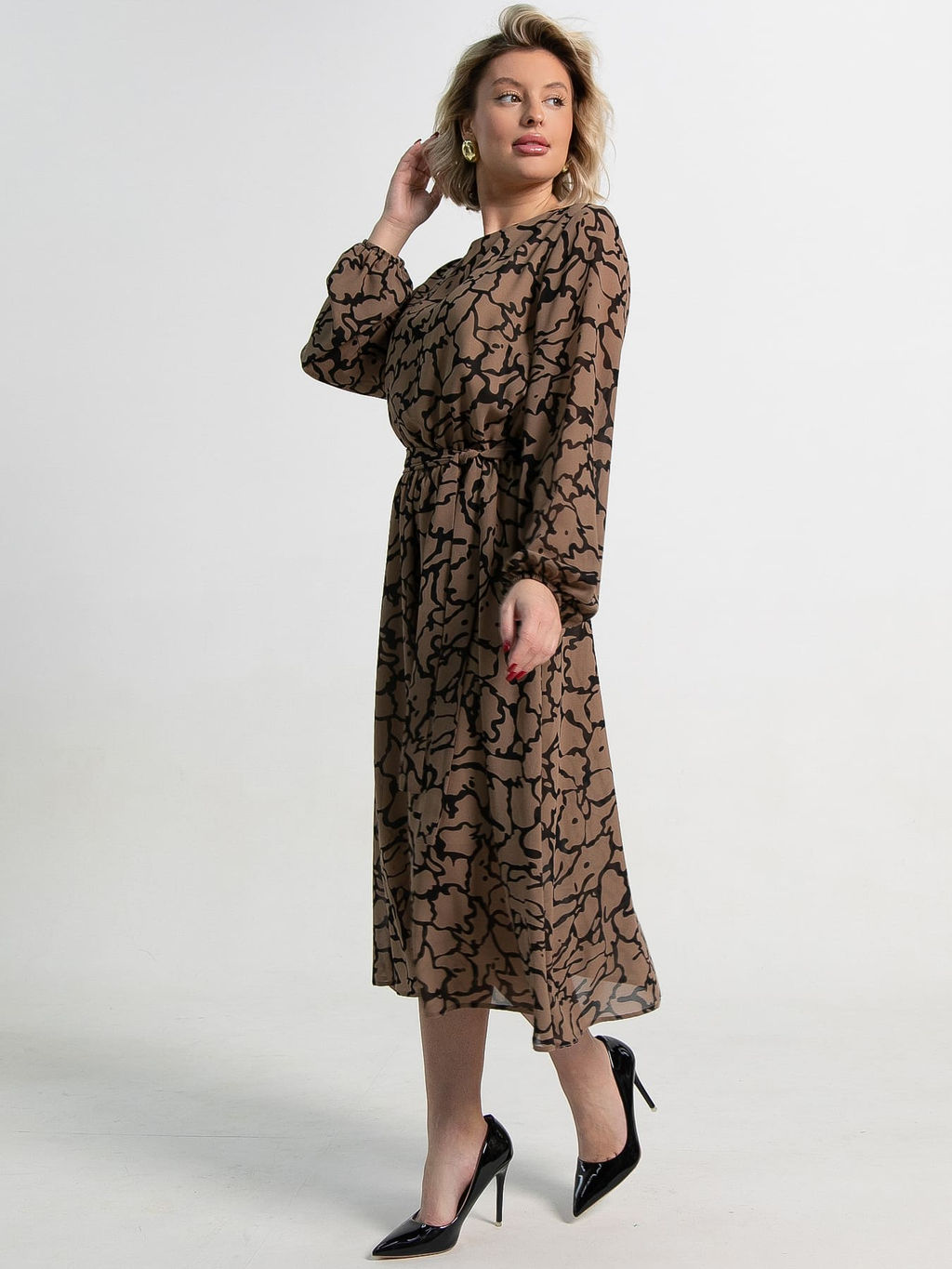 Платье Идиллия (бежево-черное) П15378-16М