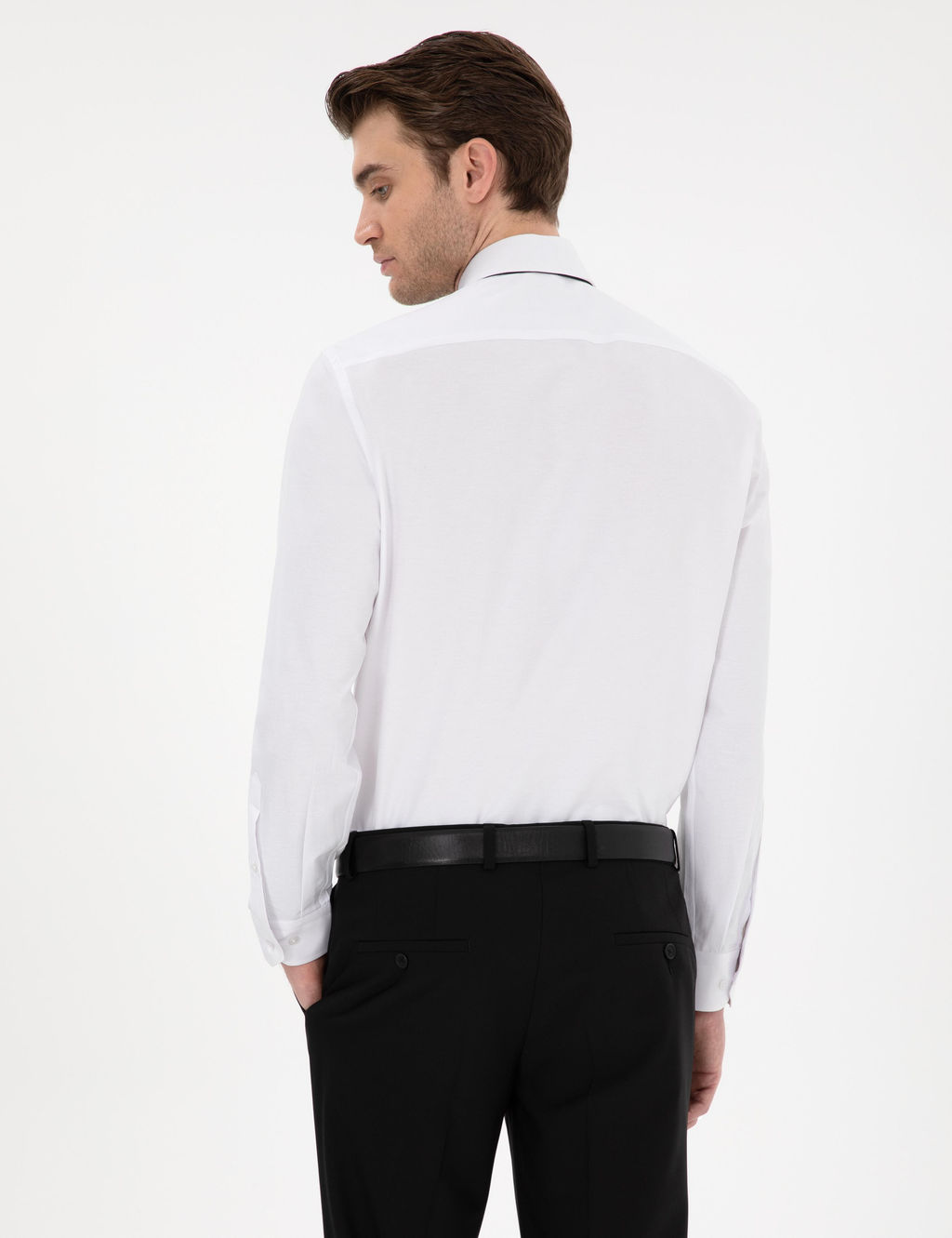 Beyaz Slim Fit Uzun Kollu Basic G_mlek