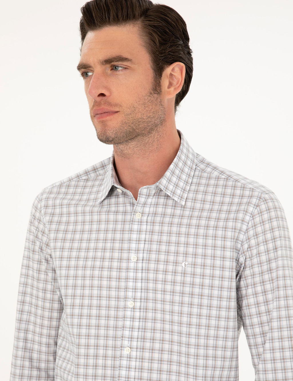 Серая зауженная рубашка с длинным рукавом - Cacharel фото 2