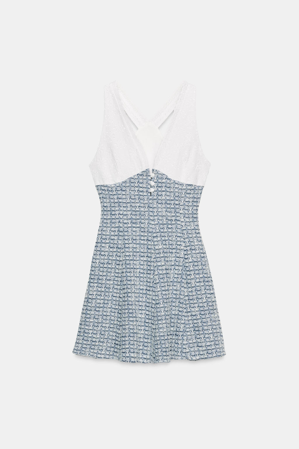 VESTIDO COMBINADO ESTRUCTURA / Azul / Blanco