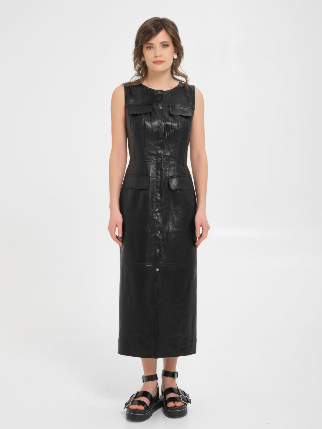 Платье изо льна с напылением под кожу - Marchello marchellini фото 7