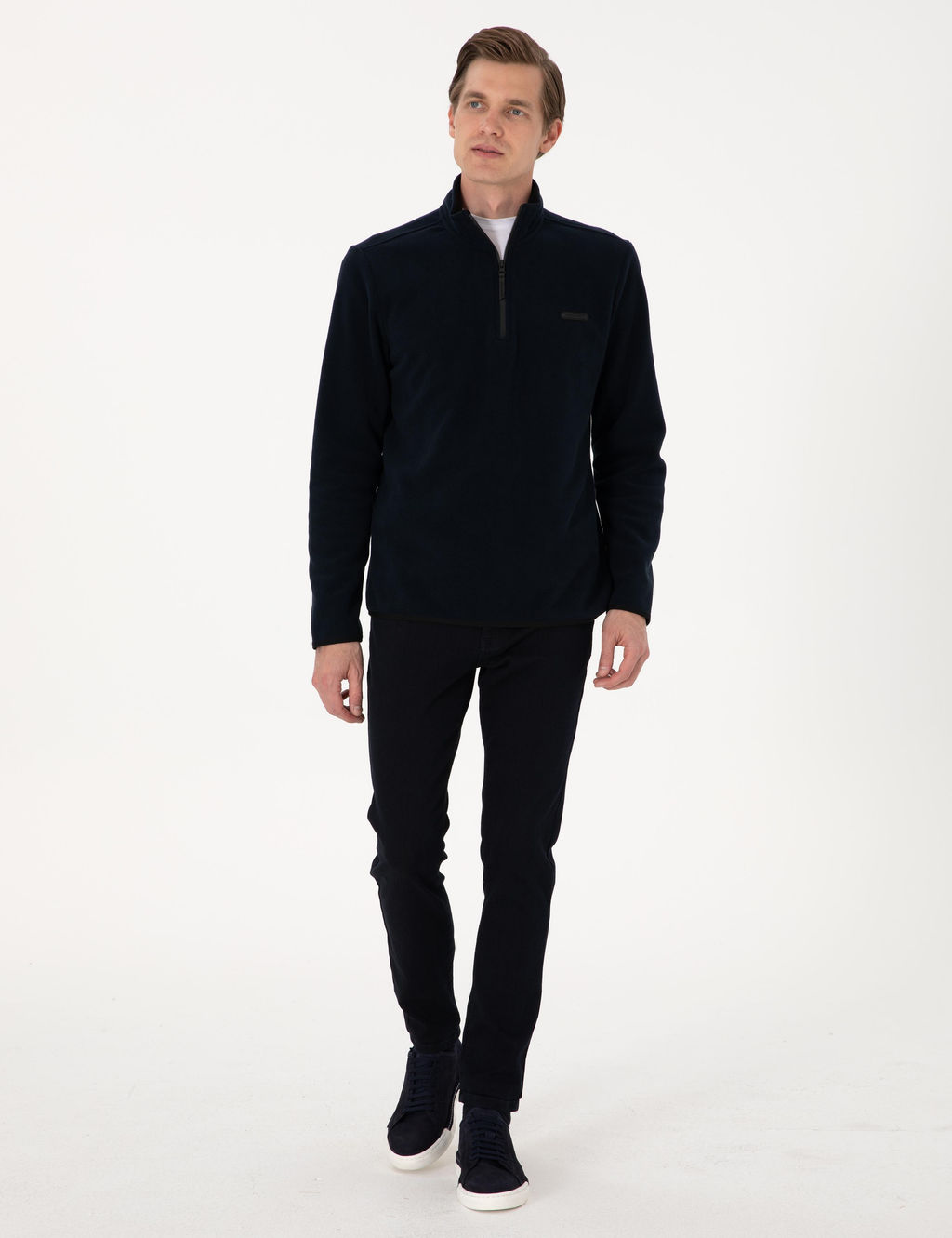 Lacivert Regular Fit Yar_m Fermuarl_ Polar Sweatshirt - Pierre cardin фото 4