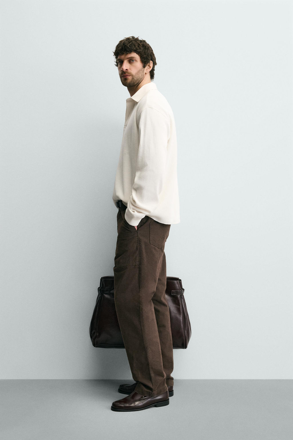 CONTRAST WAFFLE-KNIT RUGBY POLO SHIRT - Zara фото 4