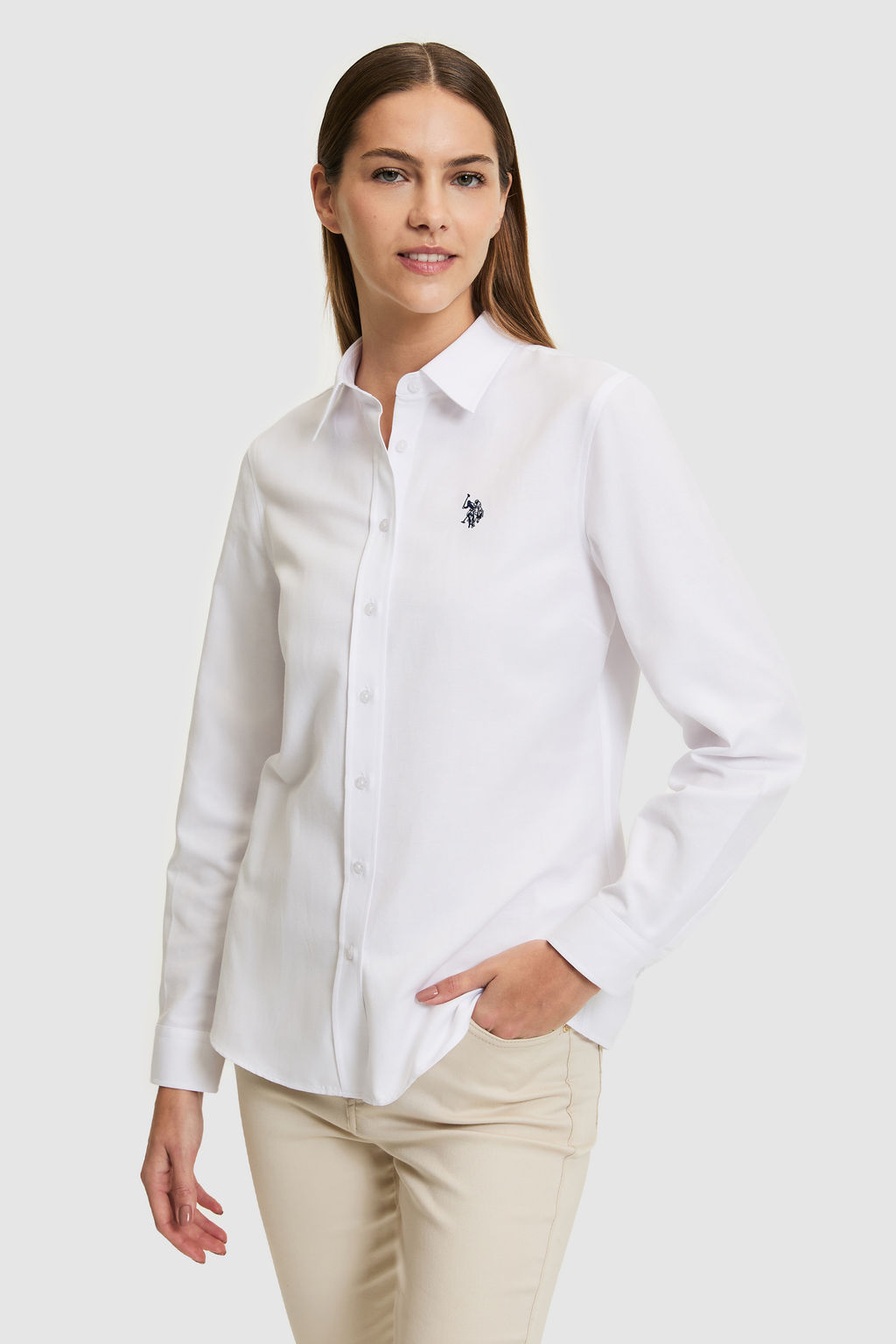 Kad_n Beyaz Uzun Kollu Basic G_mlek - U.s. polo assn фото 3