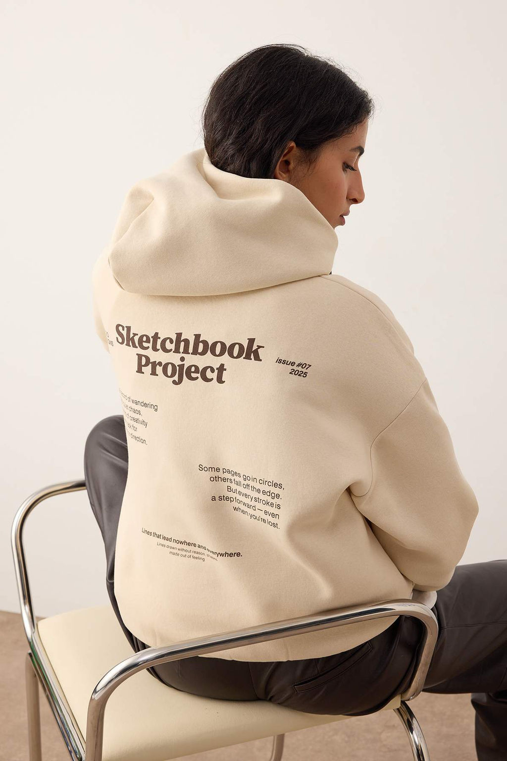 Tas Kal?n Ici Polarl? Kapusonlu Slogan Bask?l? Boxy Fit Orme Sweatshirt TWOAW26SW00217 - Trendyolmilla фото 6