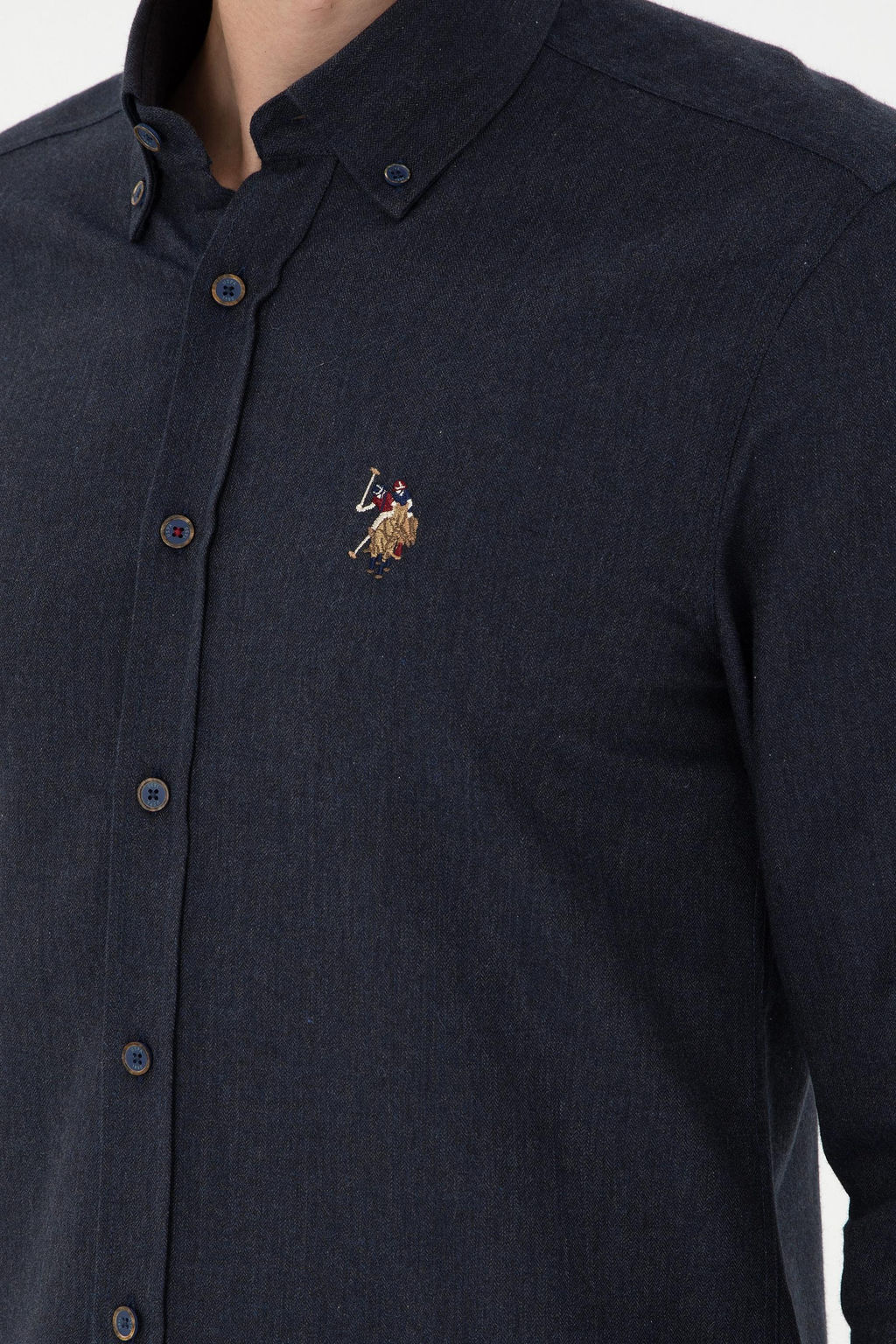 Мужская темно-синяя базовая рубашка с длинным рукавом Неожиданная скидка в корзине - U.s. polo assn фото 7