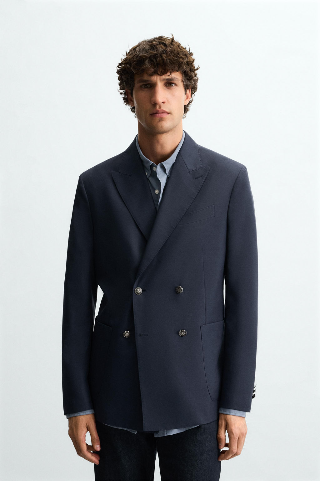DOUBLE-BREASTED WOOL BLEND BLAZER - Zara фото 11