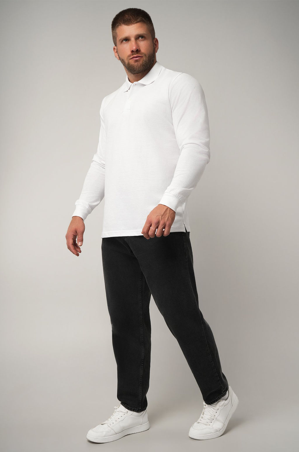 Мужской базовый лонгслив-поло Happyfox