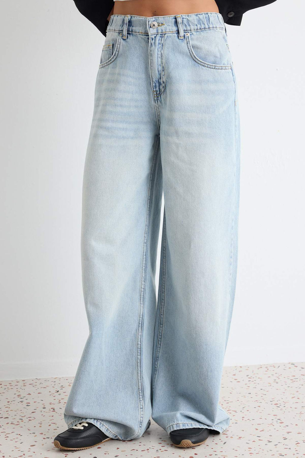 Mavi Y_ksek Bel Ekstra Wide Leg Palazzo %100 Pamuk Non-Stretch Jeans TWOSS25JE00179 - Trendyolmilla фото 4