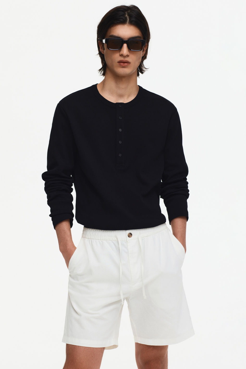 Pantal?n corto en mezcla de lino Regular Fit - H&m фото 7