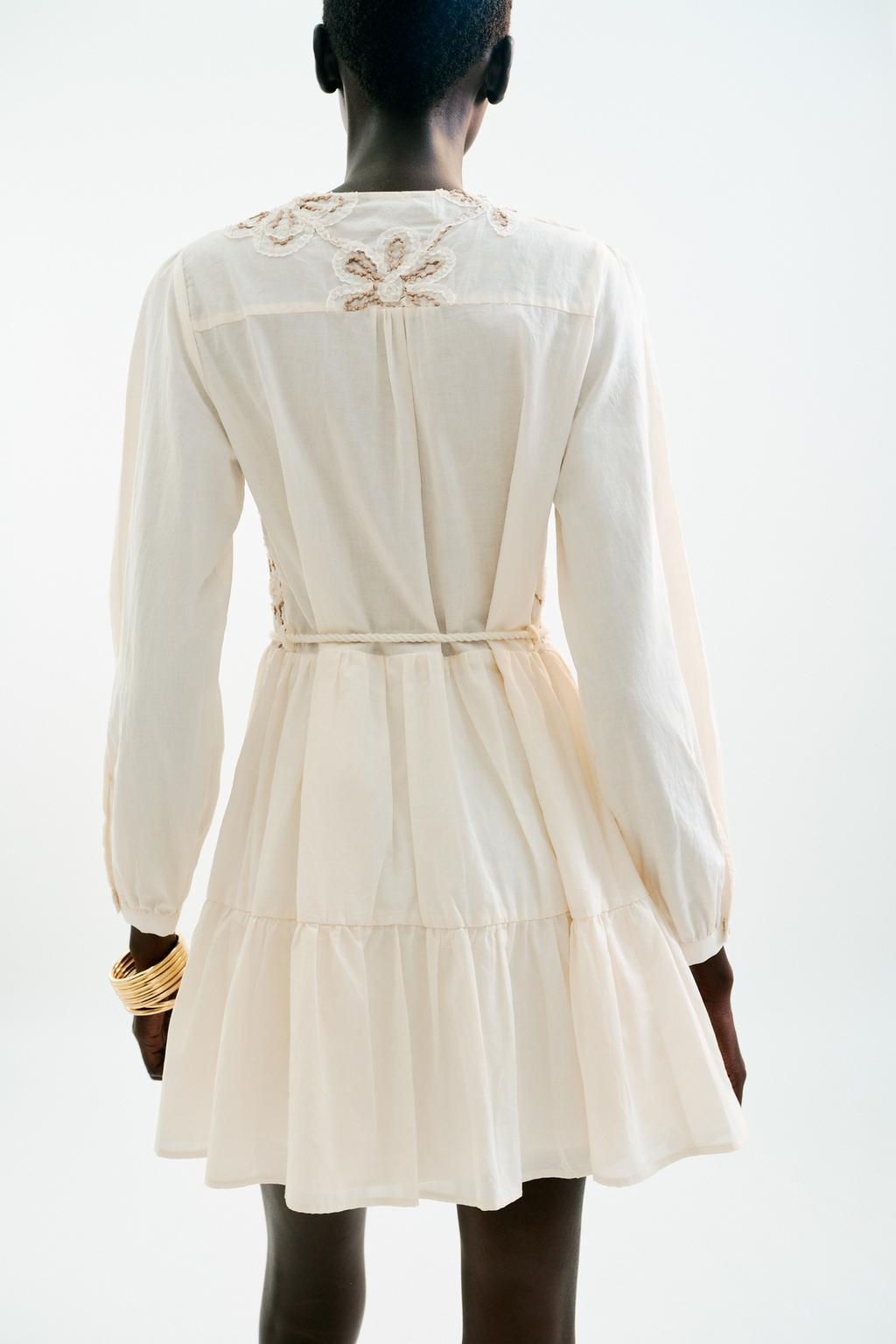 EMBROIDERED TEXTURED DRESS - Zara фото 6