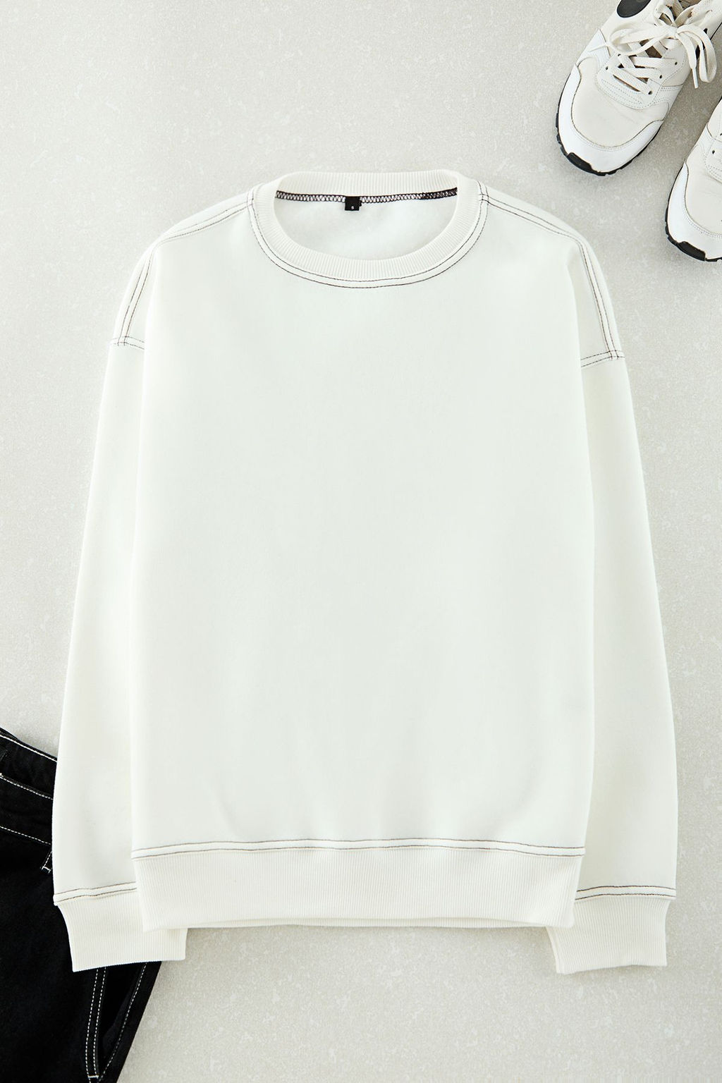 TRENDYOL MAN Antrasit Oversize/Genis Kesim Kontrast Dikis Detayl? Bisiklet Yaka Sweatshirt TMNAW24SW00011 - Trendyolmilla фото 6