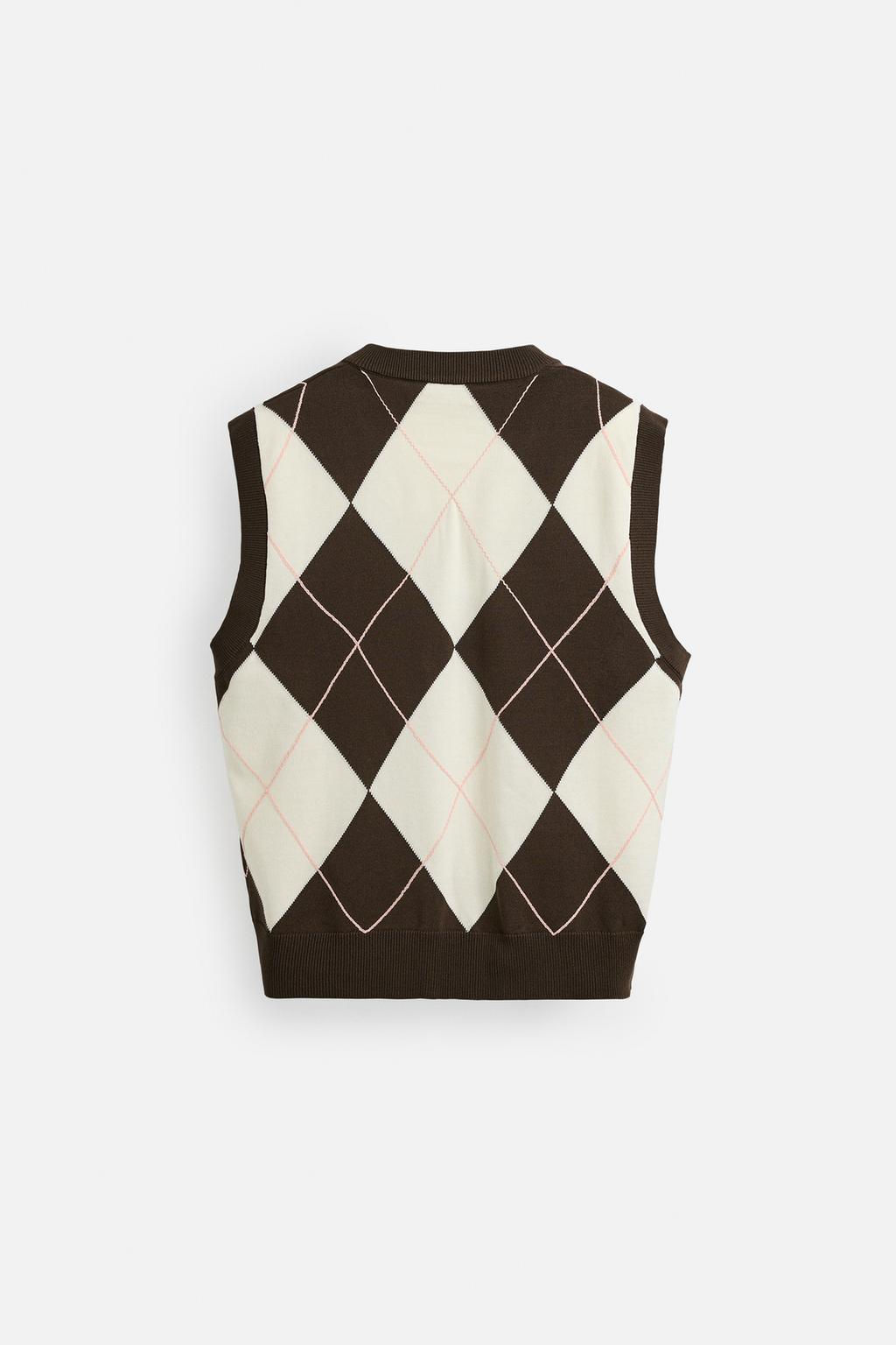 DIAMOND JACQUARD KNIT WAISTCOAT - Zara фото 9