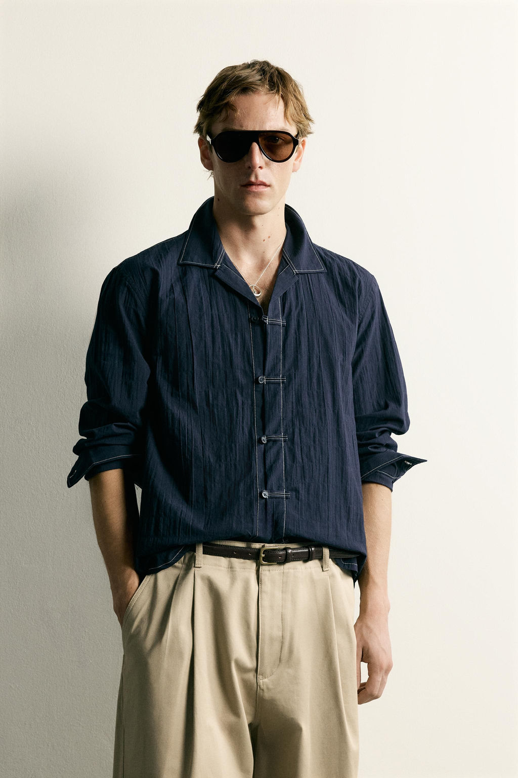 CAMISA RELAXED FIT ALAMARES TEJIDO / Marino - Zara фото 2