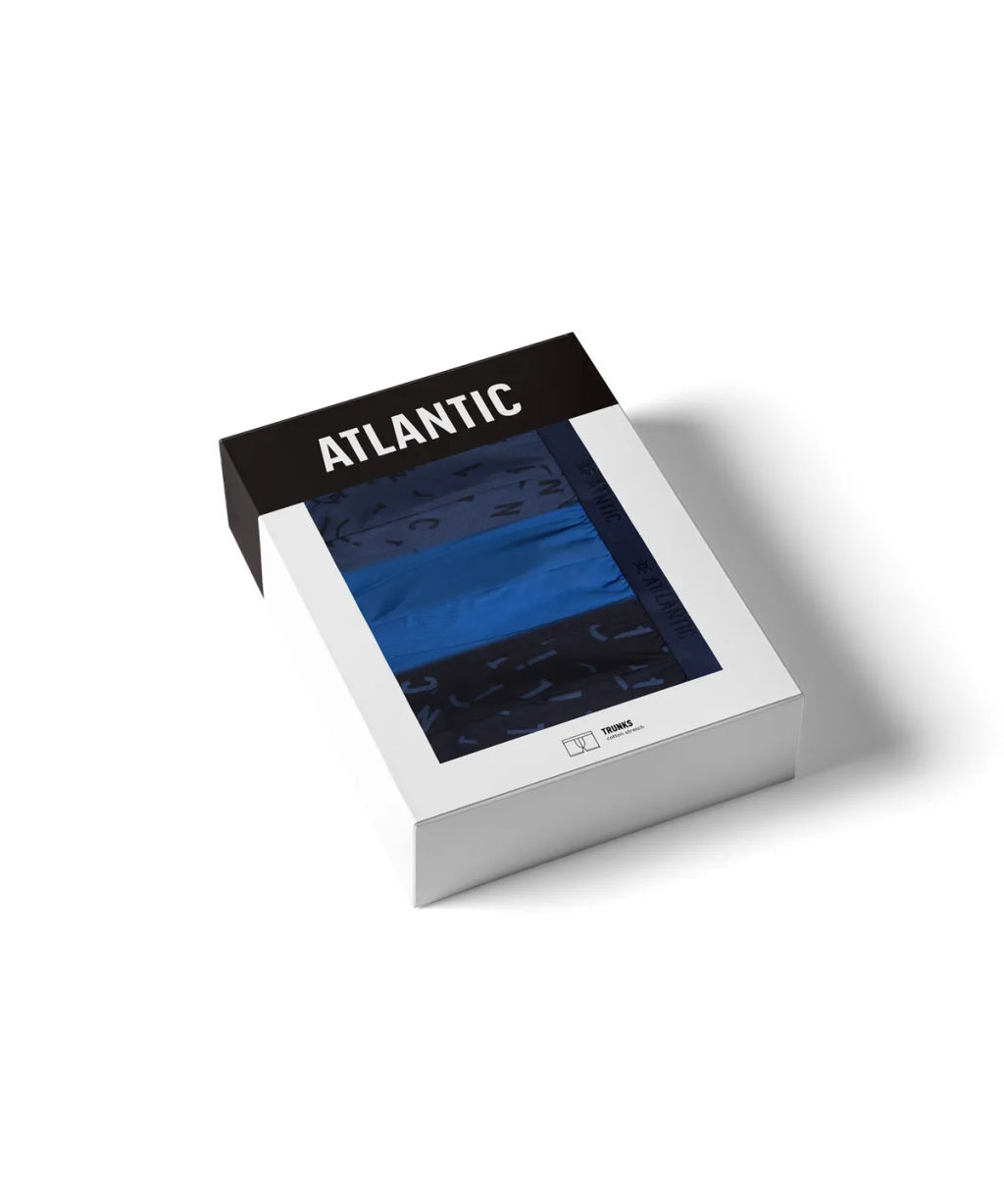 ATLANTIC 3MH-182 Трусы шорты Fashion - набор 3 шт. темно-голубой + голубой + темно-синий  фото 7