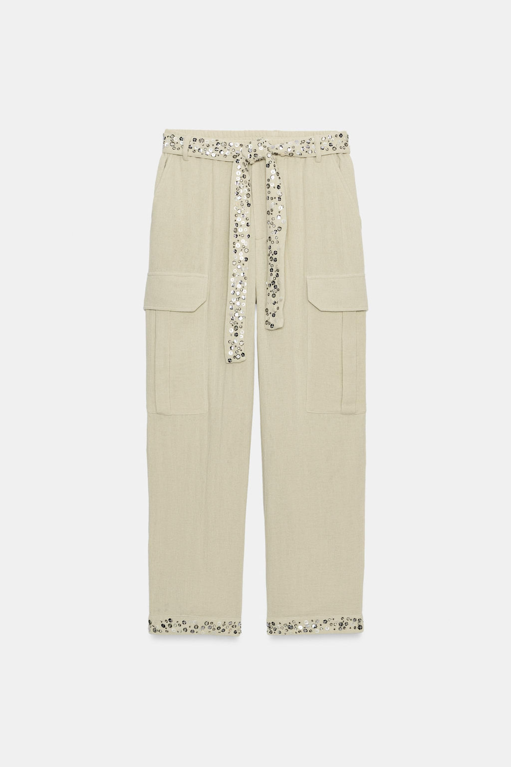 PANTAL?N CARGO LENTEJUELAS ZW COLLECTION / Khaki claro