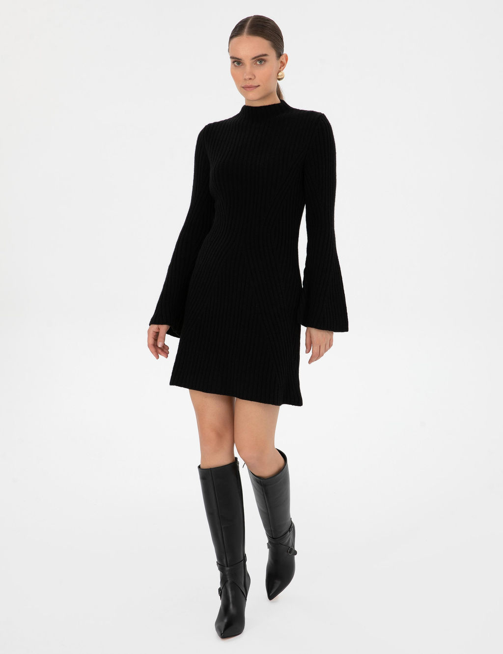 Siyah Slim Fit Triko Elbise - Pierre cardin фото 3