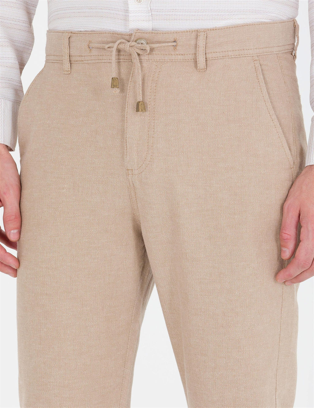 A__k Kahverengi Carrot Fit Beli Lastikli Kanvas Pantolon - Pierre cardin фото 2