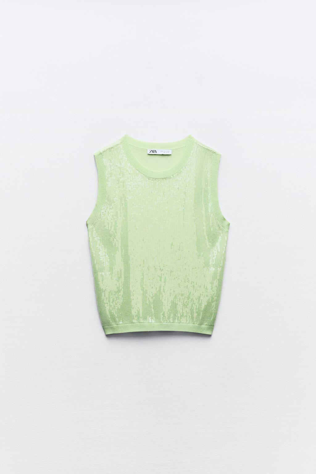 SLEEVELESS SEQUINNED KNIT TOP - Zara фото 6