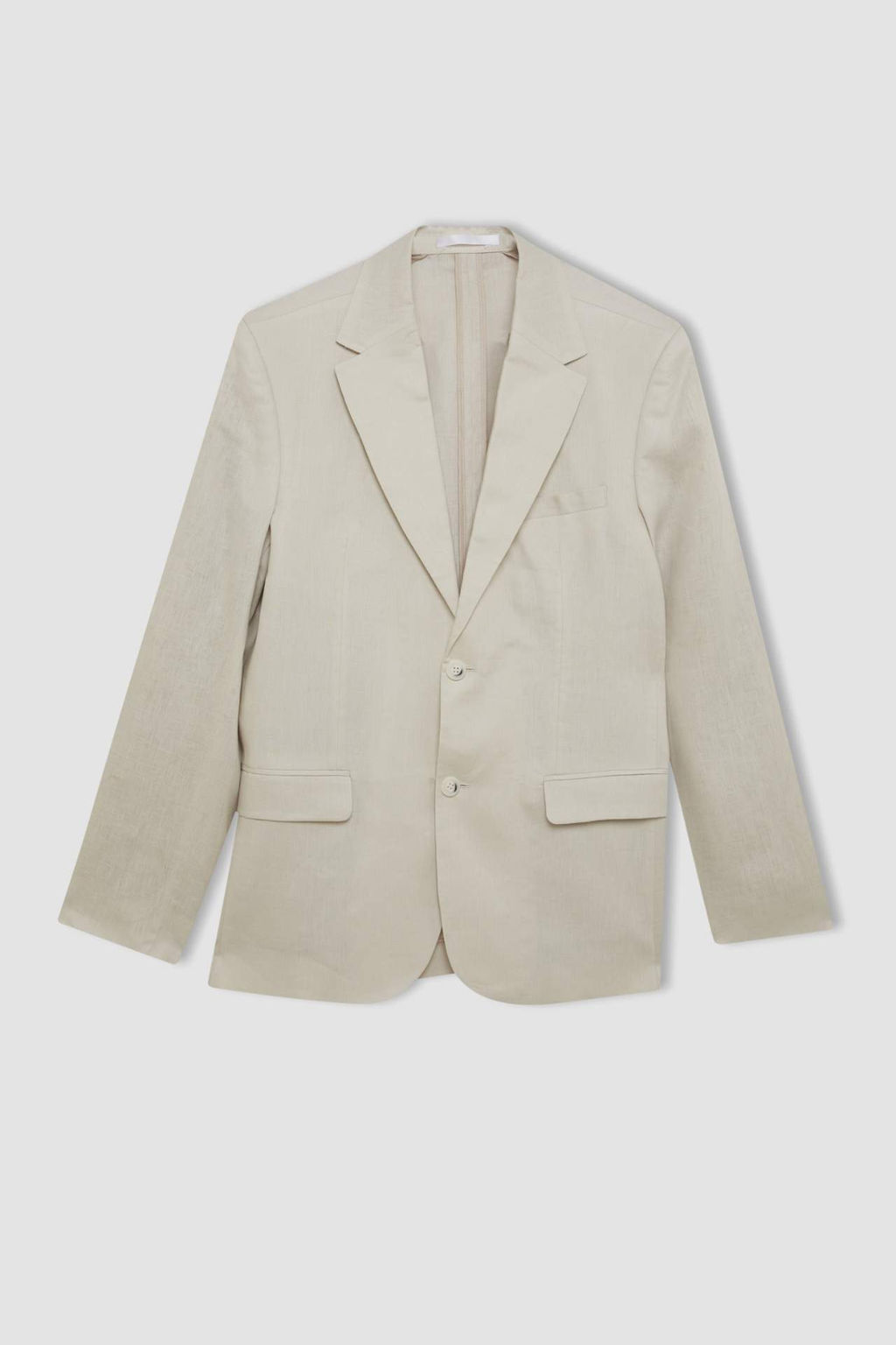 Regular Fit Yar?m Astar Keten Blazer Ceket - Defacto фото 3