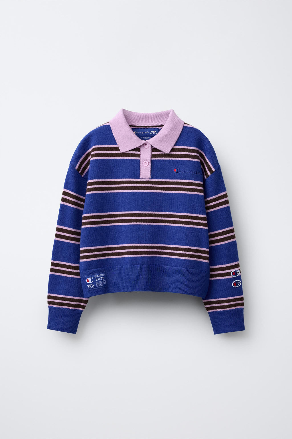 CHAMPION ® X ZARA EMBROIDERED STRIPED KNIT SWEATER