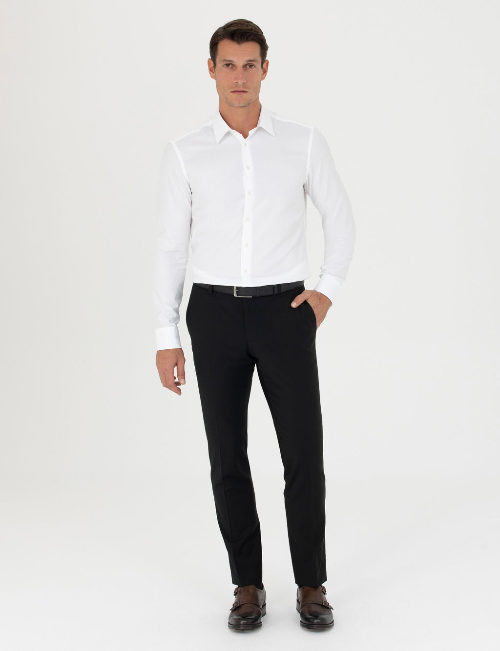 Белая приталенная рубашка с длинным рукавом - Cacharel фото 4