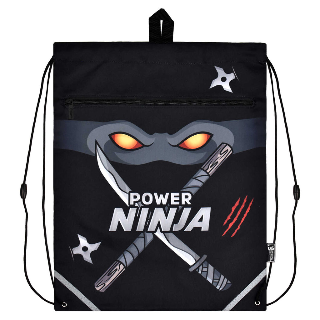 Мешок для сменной обуви Феникс+, арт.62591/ 24 НИНДЗЯ (36x48 см, полиэстер, полноцветная печать, 1 отделений (-я), шнурок, ПЭТ-пакет)