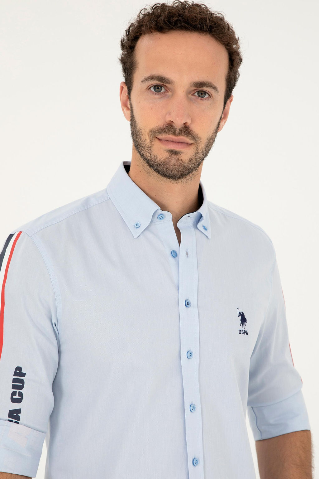 Мужская синяя рубашка с длинным рукавом Неожиданная скидка в корзине - U.s. polo assn фото 2