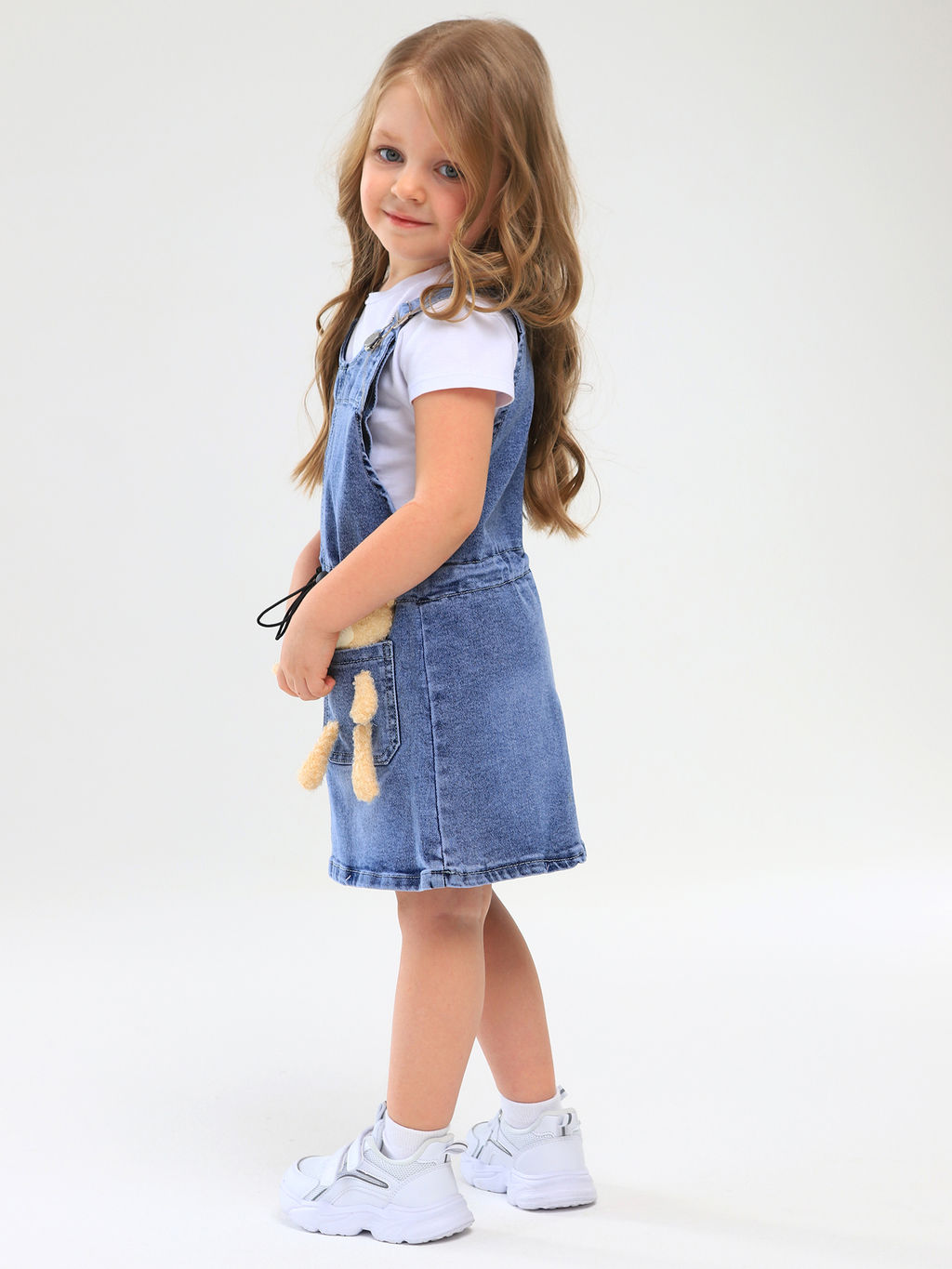 Сарафан джинсовый для девочек - Синий мир фото 6