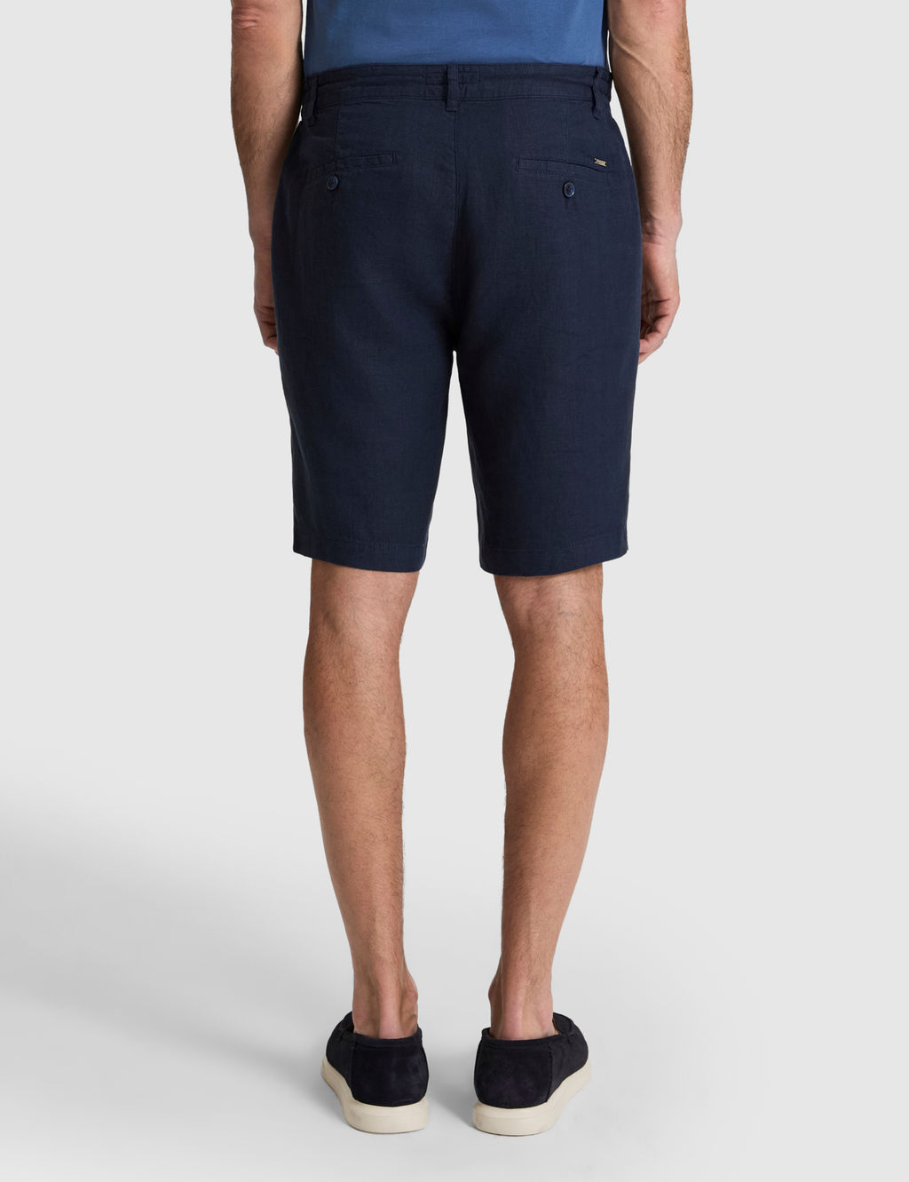 Lacivert Slim Fit %100 Keten Beli Lastikli Kordonlu Dokuma _ort