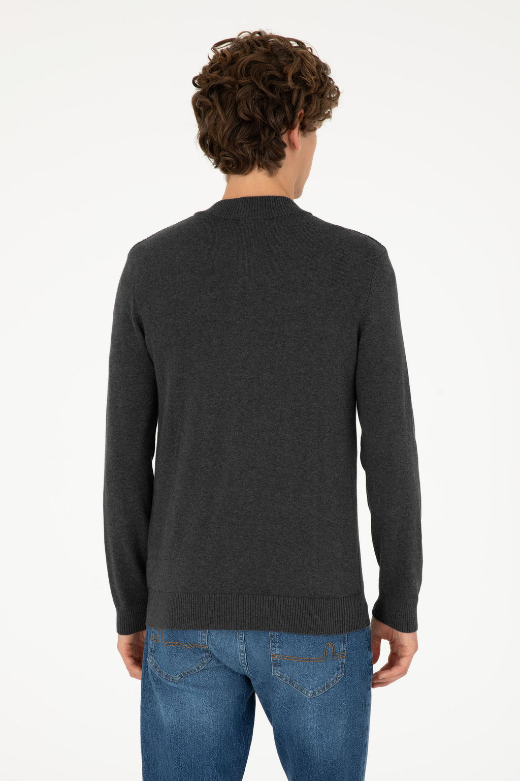 Мужской базовый трикотажный кардиган антрацитового меланжа - U.s. polo assn фото 12