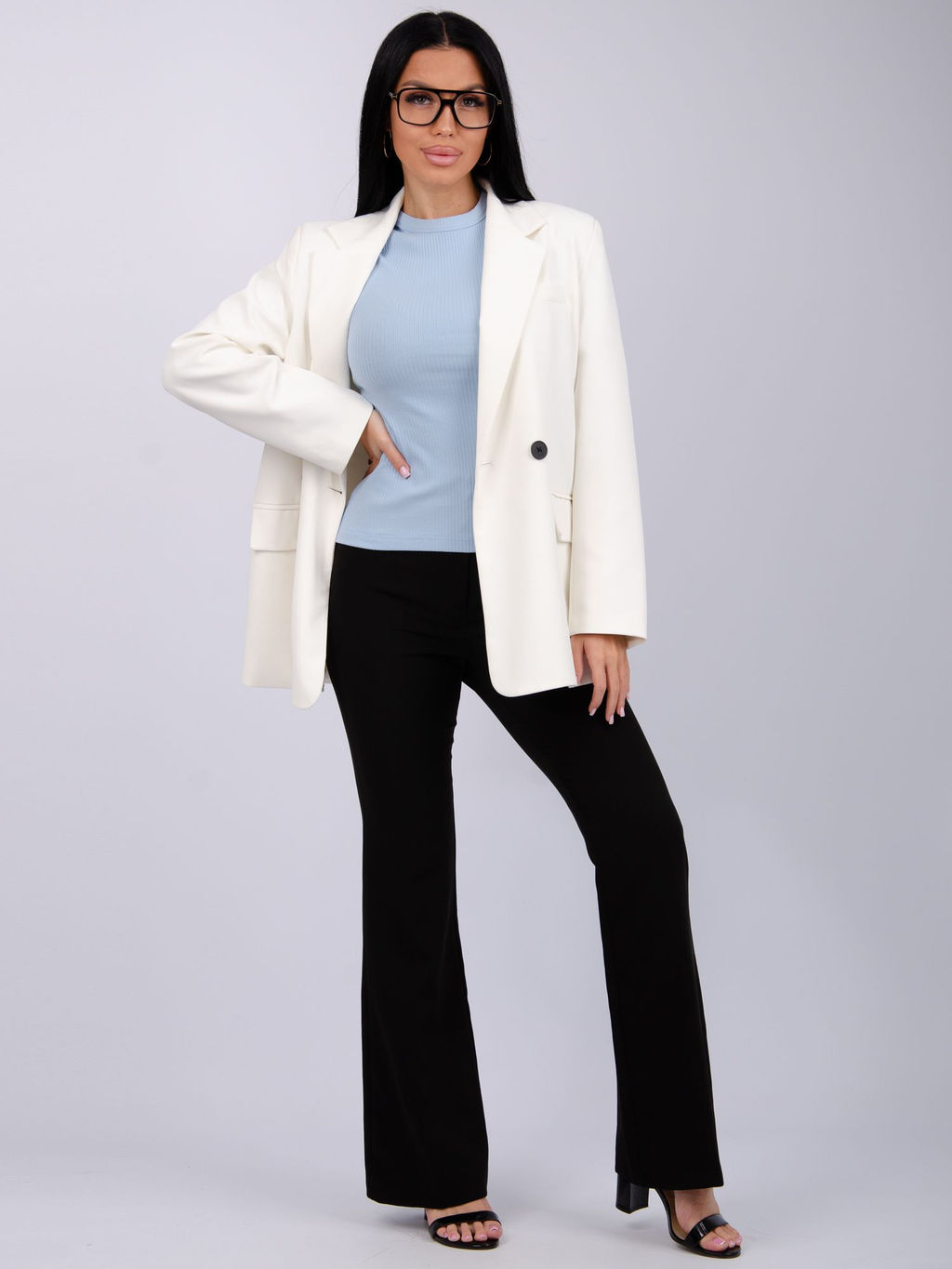 Футболка "Скимс" голубая, трикотаж лапша