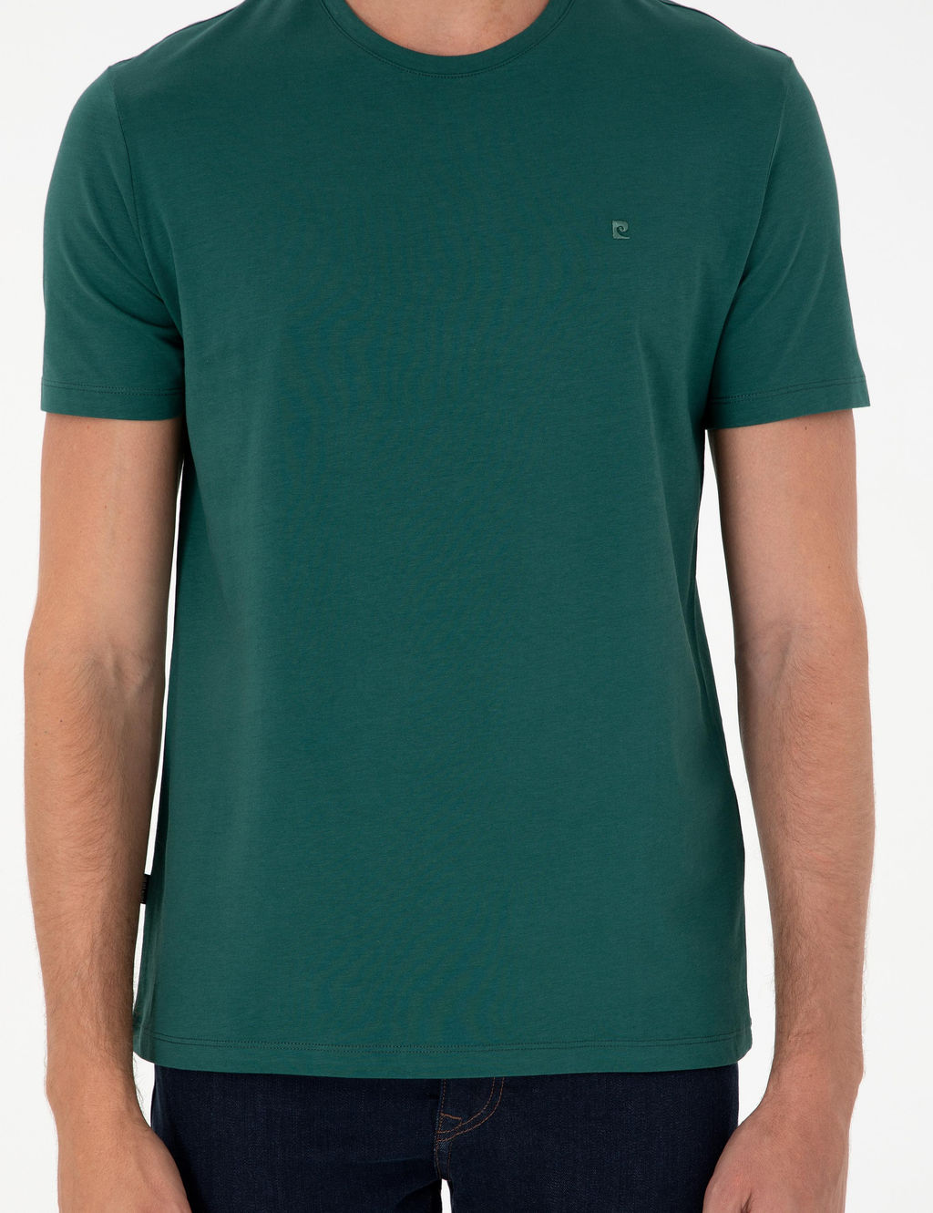 Koyu Ye_il %100 Pamuk Slim Fit Bisiklet Yaka Basic Ti__rt - Pierre cardin фото 6