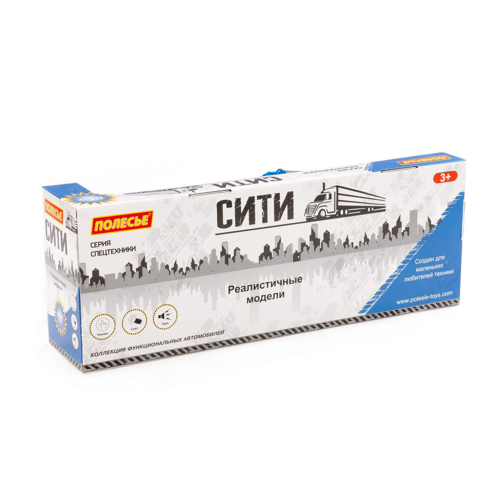 Сити, автомобиль-лесовоз с прицепом инерционный (со светом и звуком) (синий) (в коробке) - Полесье фото 6