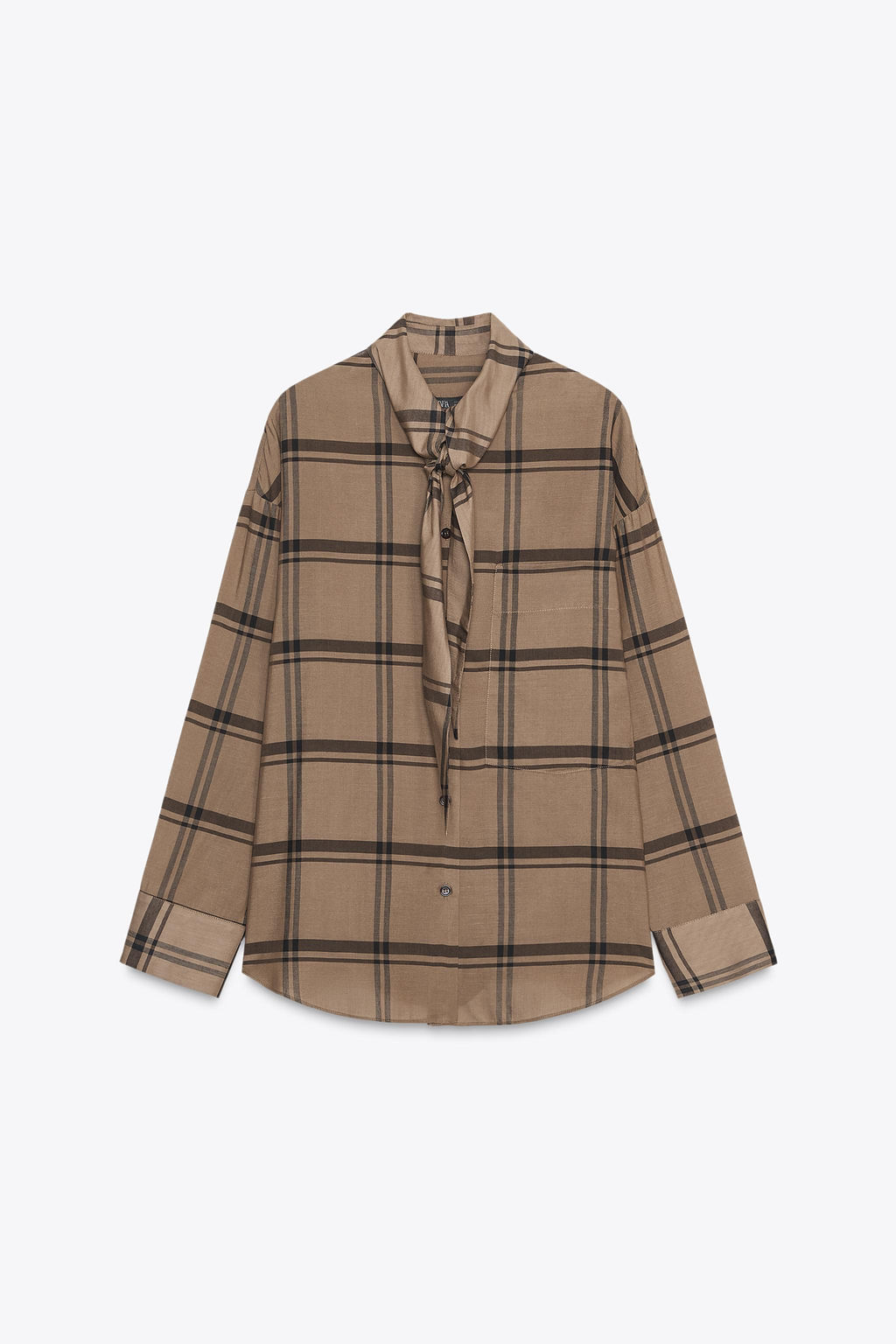 CHECK SHIRT WITH SCARF COLLAR ZW COLLECTION - Zara фото 4