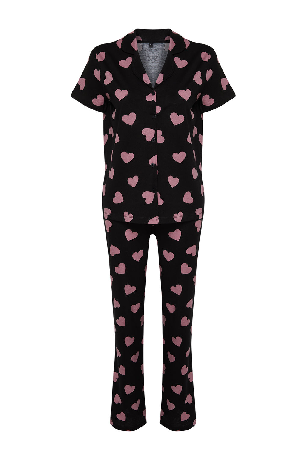 Trendyolmilla Beyaz %100 Pamuklu Kalpli Orme Pijama Tak?m? THMSS24PT00337 фото 7