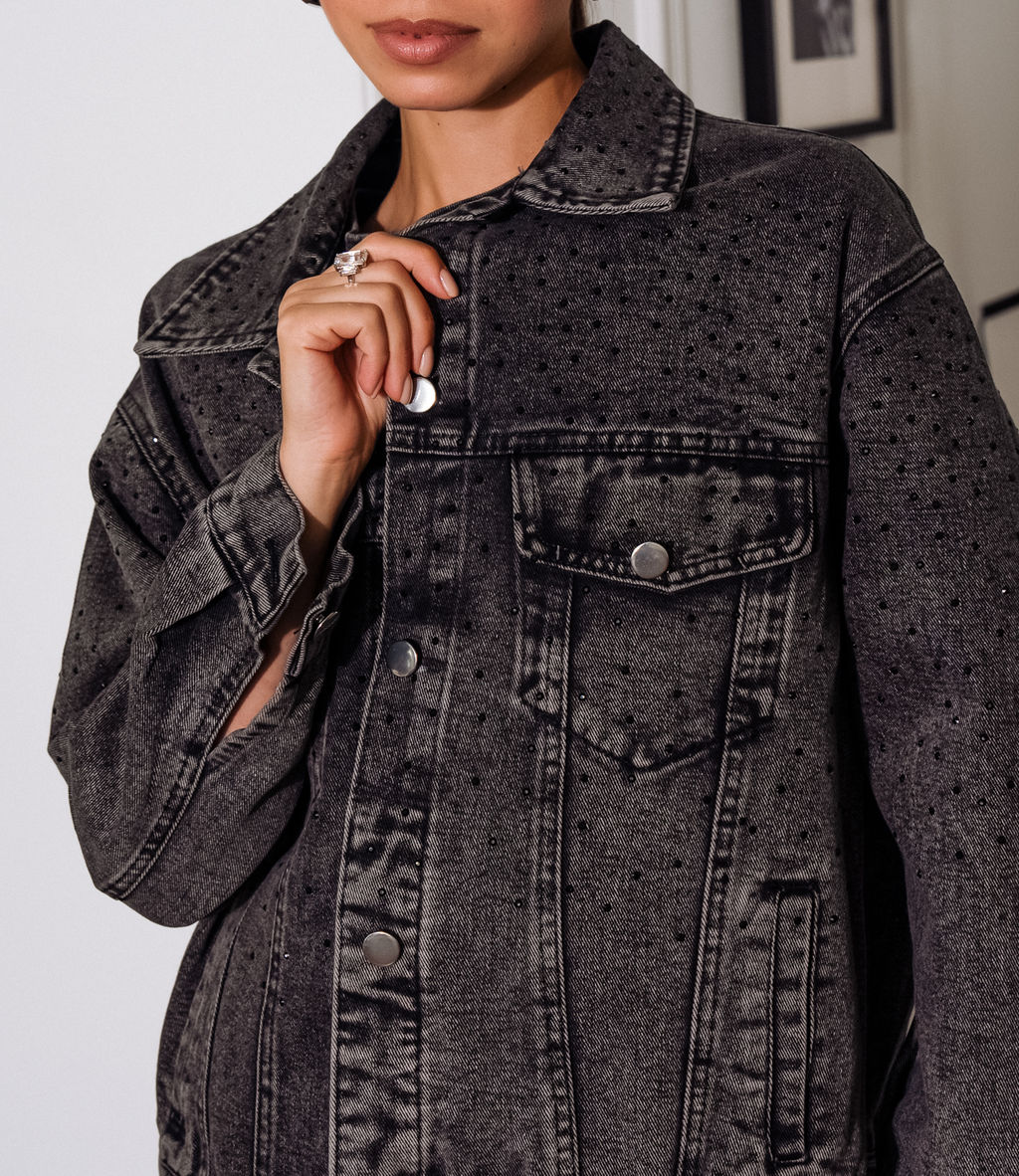 Джинсовая куртка #БШ2620, тёмно-серый