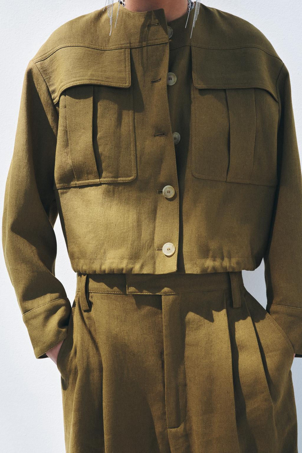 ZW COLLECTION LINEN BLEND BOMBER JACKET - Zara фото 2