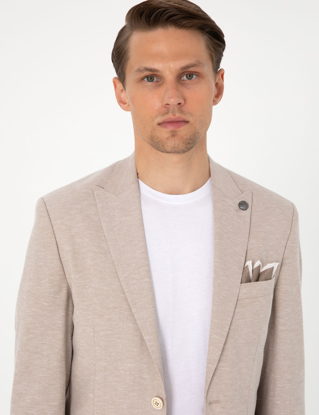A__k Kahverengi Slim Fit Keten Kar___ml_ Tak_m Elbise