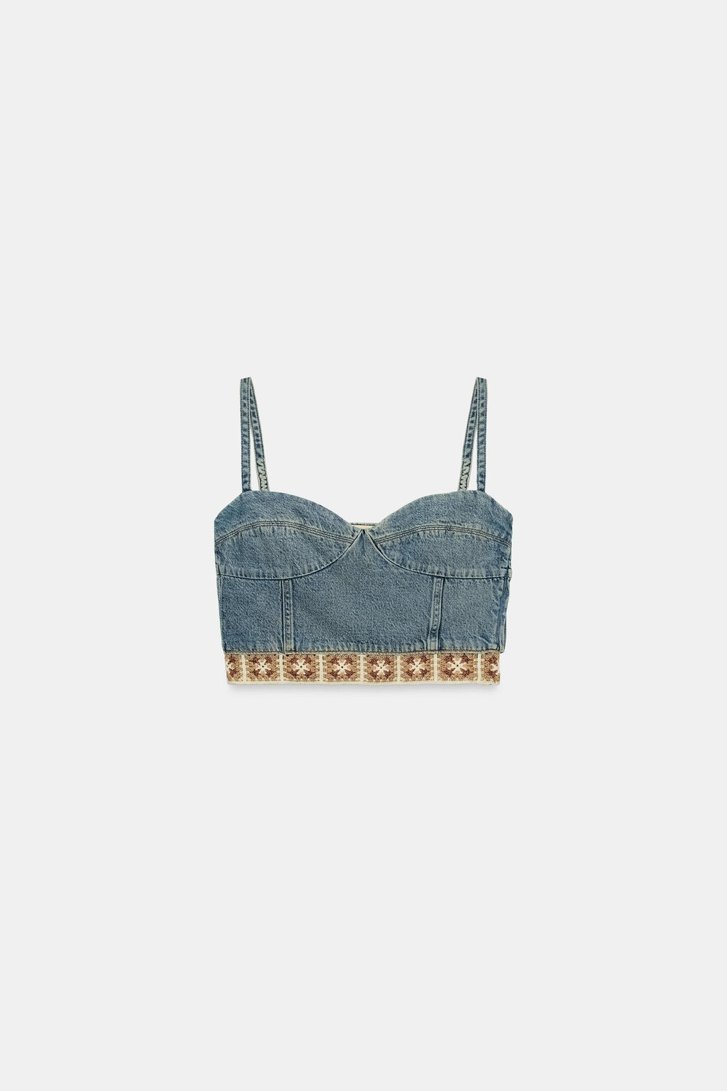 TOP Z1975 DENIM COMBINADO CROCHET / Azul medio - Zara фото 8