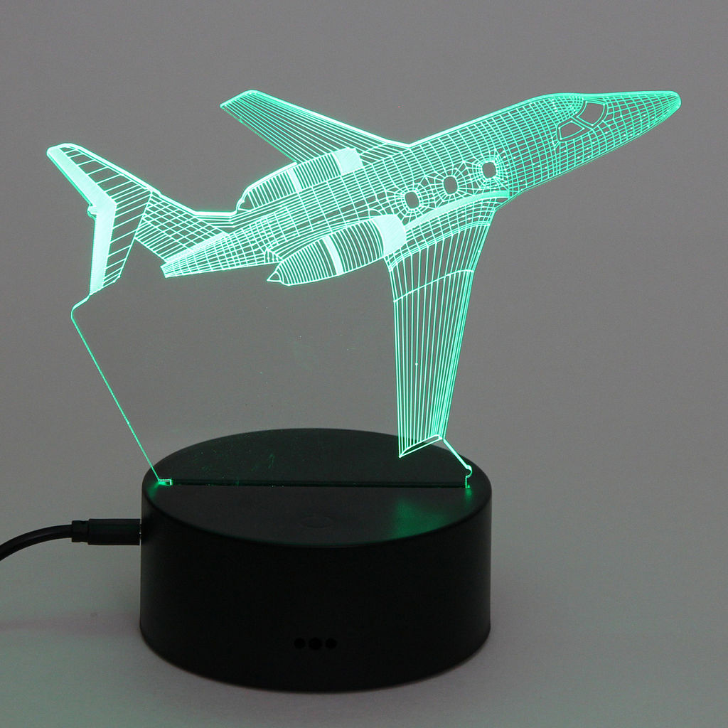 Цена за 2 шт. Светильник ночник "3D-Самолёт" на пластиковой подставке, с включателем USB