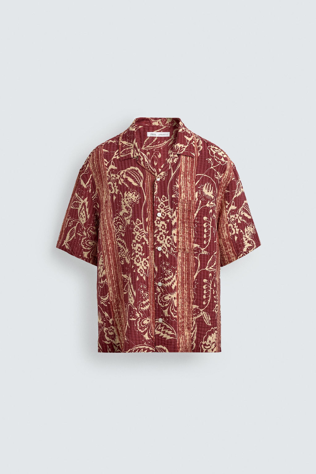 CAMISA JACQUARD RAYAS ESTAMPADO / Rojos - Zara фото 6