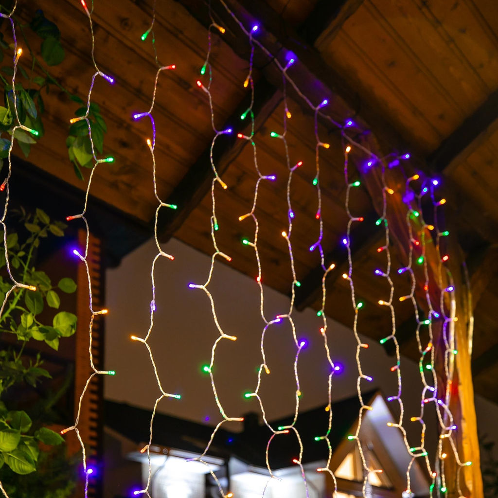 USL-S-132/PT1515 MULTICOLOR CURTAIN Садовый занавес на солнечной батарее. 192 светодиода. Разноцветный свет . 1*АА Ni-Mh аккумулятор в/к. IP44. TM Uniel.