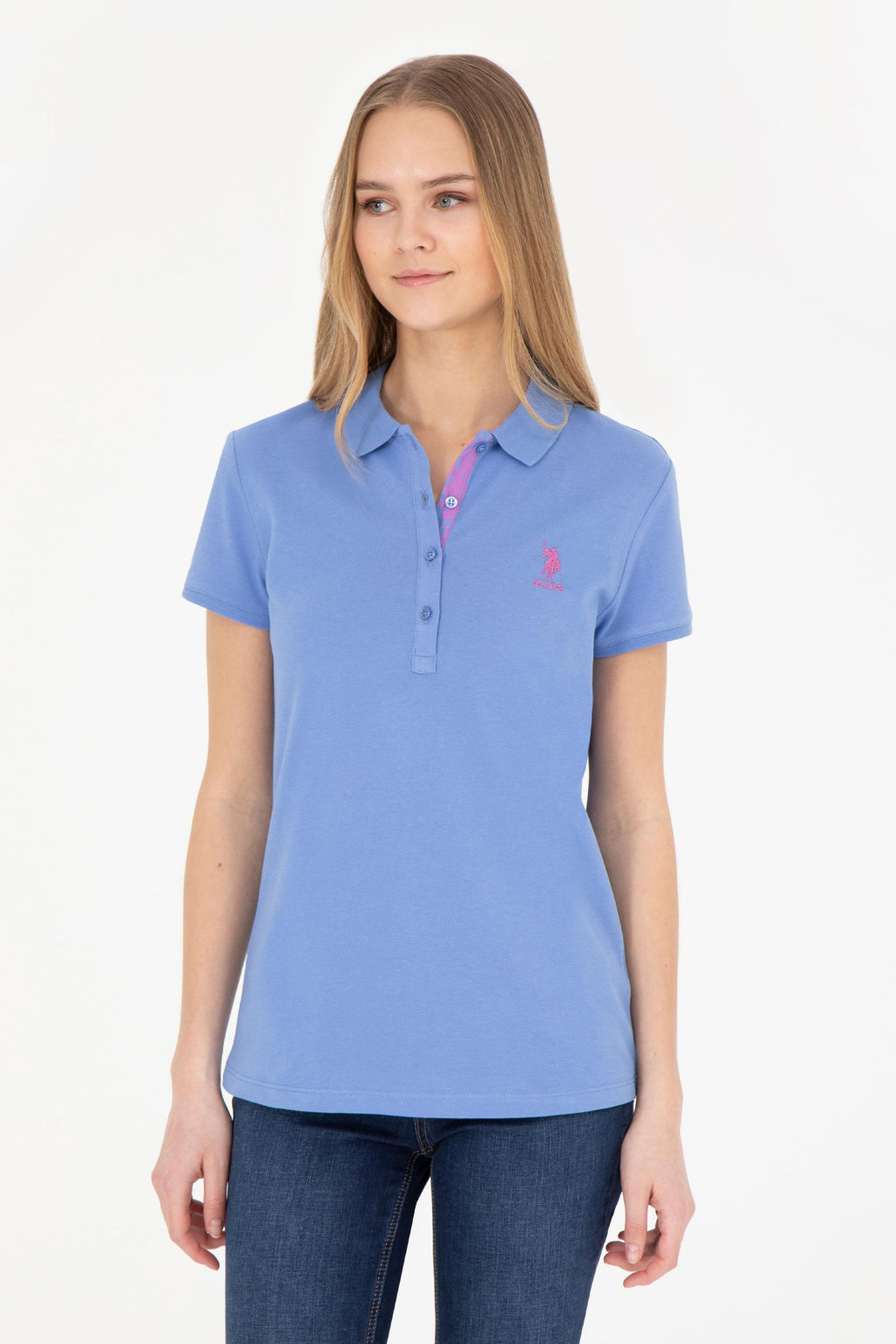 Женская темно-синяя базовая футболка Неожиданная скидка в корзине - U.s. polo assn фото 2