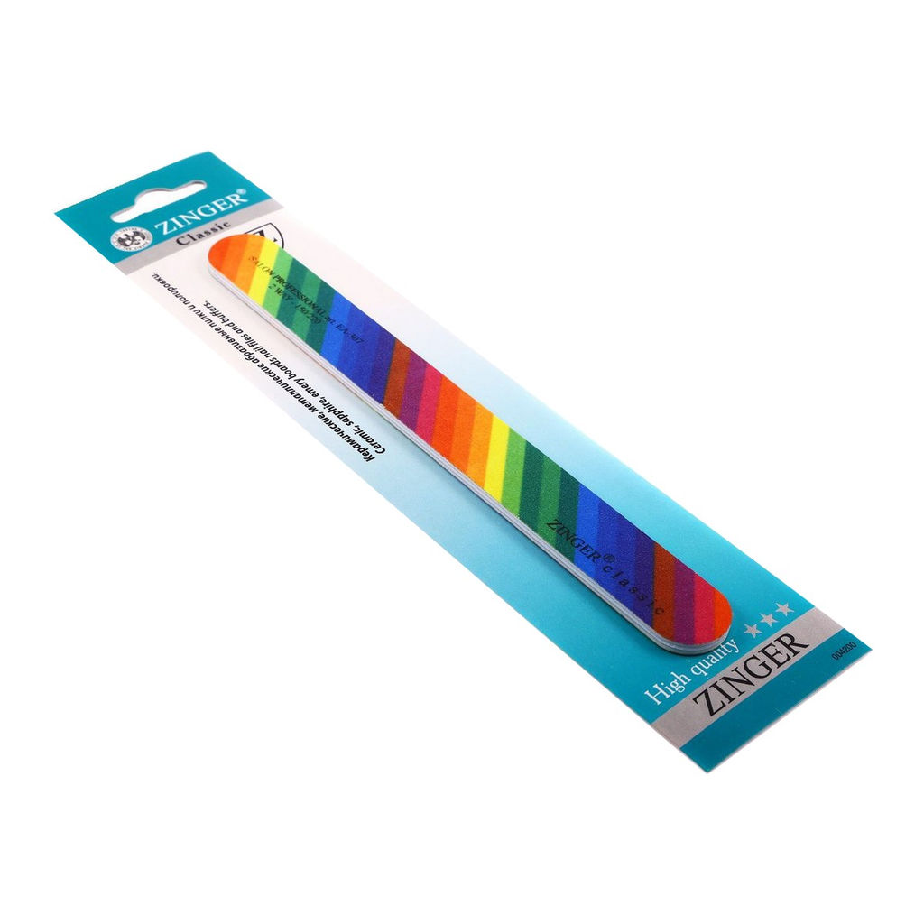 Zinger Пилка для ногтей абразивная прямая / Classic ЕА-05(305),150/220 грит, разноцветный