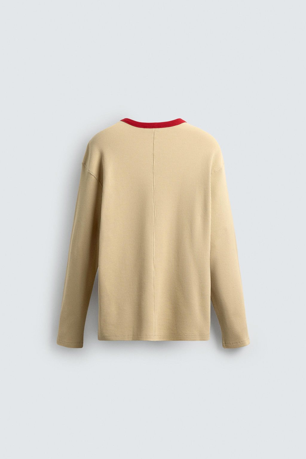 CONTRAST CHECKERED WAFFLE-KNIT T-SHIRT - Zara фото 8