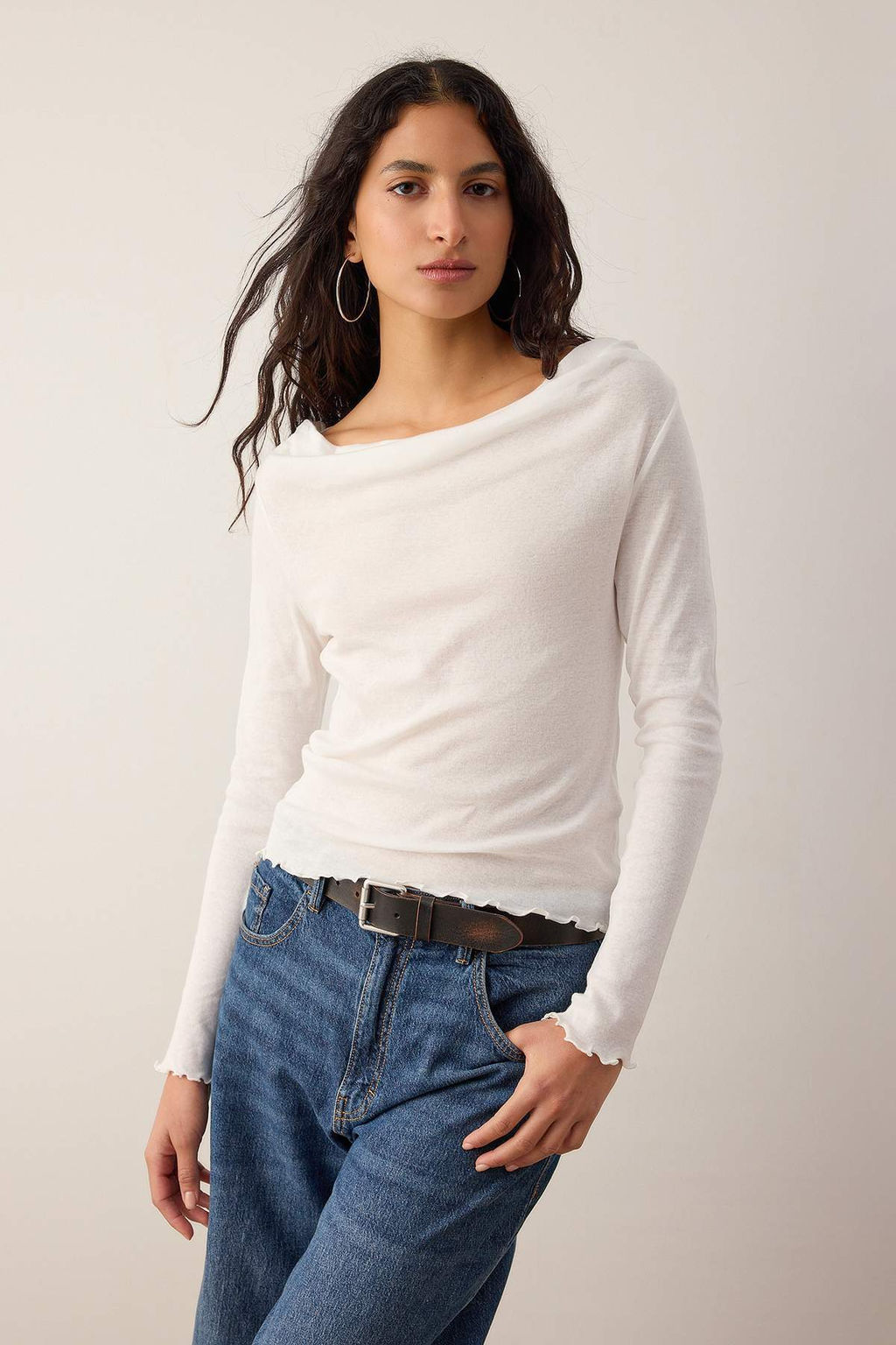 Ekru Degaje Yaka Baglamal? Fitted/Vucuda Oturan Transparan Orme Bluz TWOAW26BZ00240 - Trendyolmilla фото 2